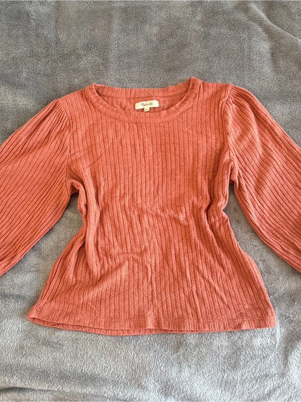Madewell Ribbed Long Sleeve Top - Coral Rose
